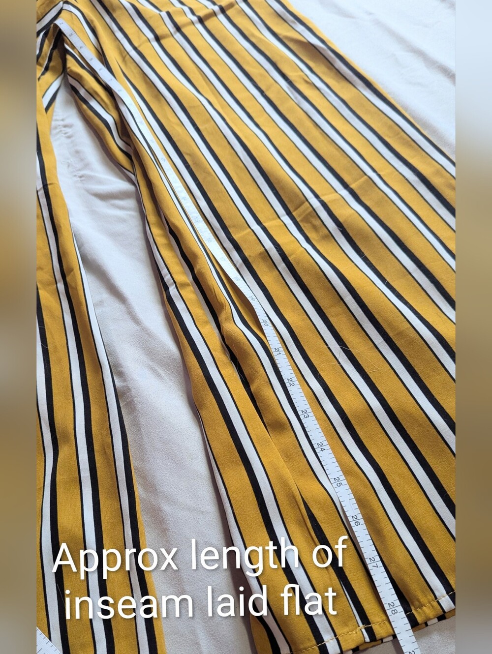 Size Small Bluenotes EUC Yellow White Striped Wide Leg Ruffle Jumpsuit Romper - Picture 11 of 14